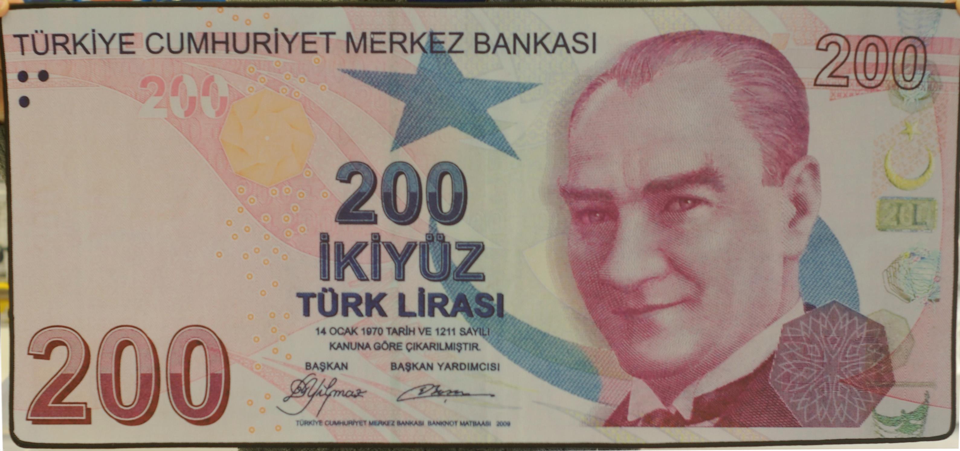 Турецкие лиры купюры. 100 TL лир. 200 TL.